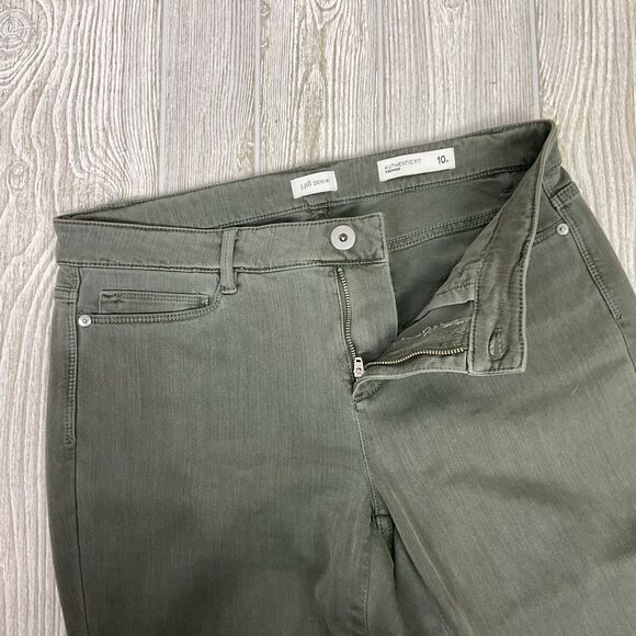 J. Jill Authentic Fit Cropped Jeans Women’s Size 10p Frayed Hem Olive Green - Picture 3 of 10